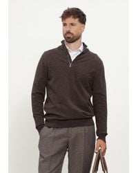Profuomo - Herren Pullover & Cardigans Pullover Half Zip New Wool Blend - Lyst
