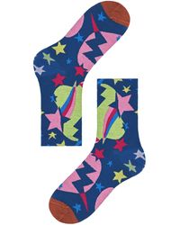 Happy Socks Weiße Socken Hysteria Viola Ankle Sock - Blau