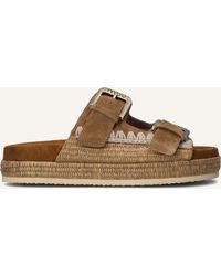 Mou - Damen Pantoletten Two Buckle Sandal Raffia Wrapping - Lyst
