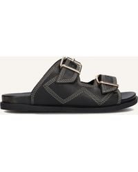 Lina Locchi - Damen Pantoletten Led 2 Band Slipper Met Stiksels - Lyst