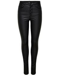 ONLY Onlroyal Hw Button Coated Skinny Jeans - Zwart