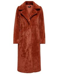 ONLY Faux Fur Lange Jas Dames - Rood