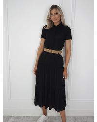 Ontrend - Black Midi Skirt With Belt - Lyst