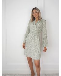 Ontrend - Green Leaf Print Pattern Dress - Lyst