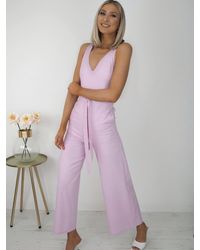 ELLI WHITE Kourtney Linen Jumpsuit - Purple