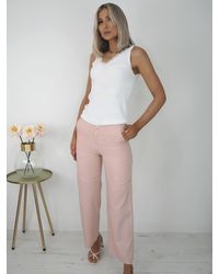 ELLI WHITE Kate Wide Leg Linen Trousers - Pink