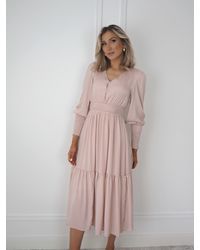 Ontrend - Pink Button Up Midi Dress - Lyst