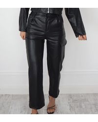 Ontrend - Nia Black Leather Trousers - Lyst