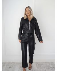 Ontrend - Nia Black Leather Trousers - Lyst