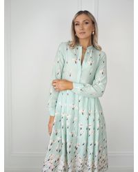 Ontrend Sage Green Floral Print Midi Dress