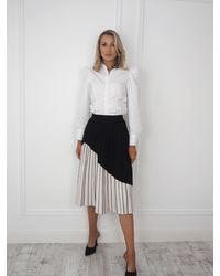 Ontrend - Black And White Abstract Print Pleated Skirt - Lyst