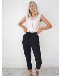 Ontrend - Black Paperbag Trousers - Lyst