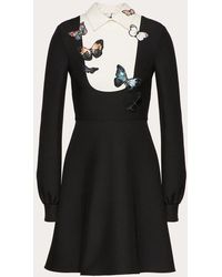 Valentino Crepe Couture Dress With Butterfly Embroidery - Black