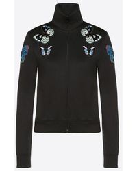 Valentino Embroidered Butterflies Cotton Jersey Sweatshirt - Black