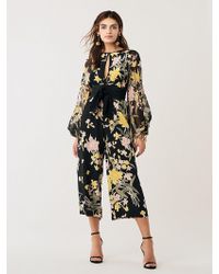 Diane von Furstenberg Delphi Silk Crepe De Chine Cropped Jumpsuit - Black