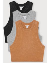 Organic Basics - Core Crop Tank Top 3-Pack Muted Ocher Melange - Lyst
