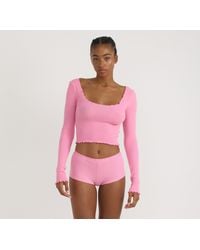 Organic Basics - Core Rib V-Neck Long Sleeve Tee - Lyst