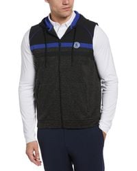 Original Penguin - Mixed Media Fleece Golf Hoodie Gilet In Dark Caviar Heather - Lyst