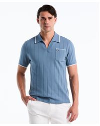 Original Penguin - Icons Open Collar Ribbed Polo Shirt In Copen Blue - Lyst