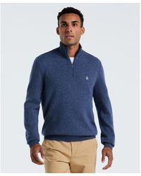 Original Penguin - Lambswool Quarter Zip Sweater In Sargasso Sea - Lyst