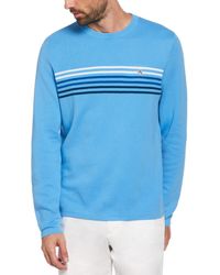 Original Penguin - Crew Neck Chest Stripe Jumper In Azure Blue - Lyst