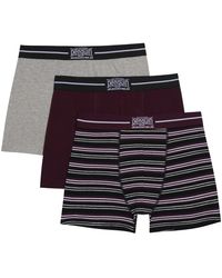 Original Penguin - 3 Pack Plain And Striped Underwear In Red/grey - Lyst