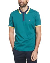 Original Penguin - Ribbed Solid Short Sleeve Polo Shirt In Pacific - Lyst
