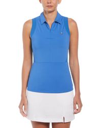 Original Penguin - Women's 1/4 Zip Mesh Block Sleeveless Golf Polo Shirt In Nebulas Blue - Lyst