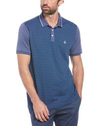 Original Penguin - Jacquard Front Basketweave Pattern Short Sleeve Polo Shirt In Blue Indigo - Lyst