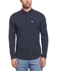 Original Penguin - Printed Ecovero Stretch Shirt In Dark Sapphire - Lyst