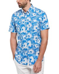 Original Penguin - Ecovero Floral Print Short Sleeve Button-down Shirt In Skydiver - Lyst