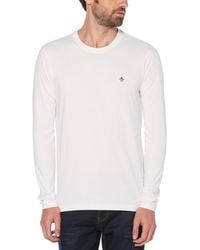 Original Penguin - Pin Point Long Sleeve Embroidered Logo Organic Cotton T-Shirt - Lyst