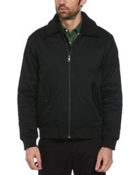 Original Penguin - Twill Bomber Jacket With Faux Sherpa In True Black - Lyst