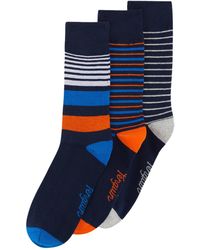 Original Penguin - 3 Pack Stripe Design Ankle Socks In Navy, Blue And Orange - Lyst