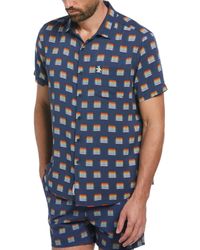 Original Penguin - Rainbow Stripe Short Sleeve Button-down Shirt In Sargasso Sea - Lyst