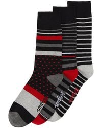 Original Penguin - 3 Pack Spot And Stripe Design Ankle Socks In Black And Red - Lyst