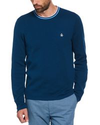 Original Penguin - Slim Fit Tipper Collar Jumper In Poseidon Blue - Lyst