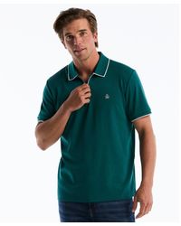Original Penguin - Interlock 1/4 Zip Tipped Polo In Storm Heather - Lyst