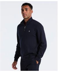 Original Penguin - Sticker Pete Quarter Zip Sweatshirt In Dark Sapphire - Lyst