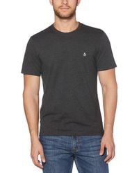 Original Penguin - Pin Point Embroidered Logo Organic Cotton T-shirt In Dark Charcoal Heather - Lyst