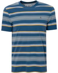 Original Penguin - Slim Fit Jersey Striped T-shirt In Dark Blue - Lyst