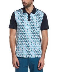 Original Penguin - Diamond Print Front Short Sleeve Polo Shirt In Dark Sapphire | Outlet - Lyst