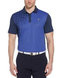 Original Penguin - Asymmetrical Pete Gingham Colour Block Golf Polo Shirt In Black Iris - Lyst