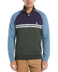 Original Penguin - Colour Block Quarter Zip Sweatshirt - Lyst