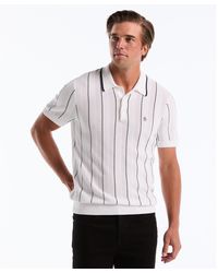 Original Penguin - Vertical Mesh Stripe Sweater Polo In Bright White - Lyst