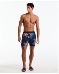 Original Penguin - Floral Hawaiian Print Swim Shorts In Blue Depths - Lyst