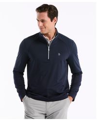 Original Penguin - Mixed Media Quarter Zip Golf Pullover In Black Iris - Lyst