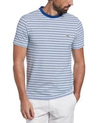 Original Penguin - Auto Stripe Cotton Slub Short Sleeve T-shirt In Cerulean | Outlet - Lyst