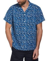 Original Penguin - Linen Ecovero Blend Tile Print Short Sleeve Shirt - Lyst