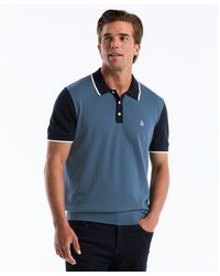Original Penguin - Colourblock Sweater Polo In Dark Sapphire - Lyst
